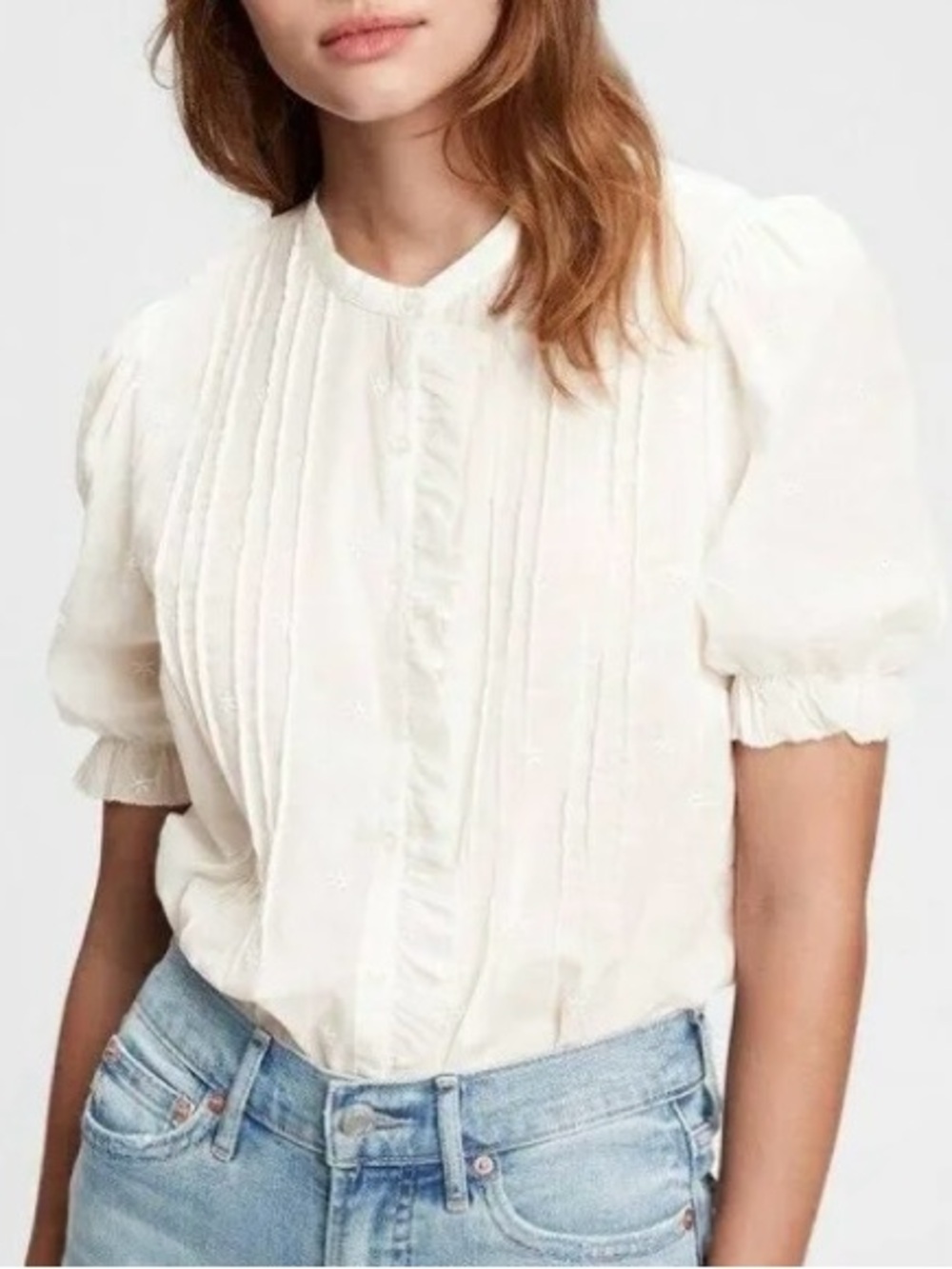 GAP Embroidered Ruffle Pintuck Shirt in Black | XL | GUC - Picture 9 of 9